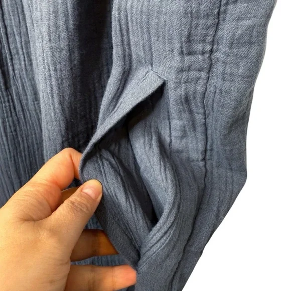 NEW Quince 100% Cotton Gauze Sleeveless Indigo Women’s Swing Mini Dress Sz S - Picture 8 of 15